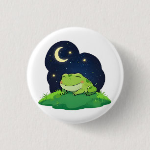 Cute Stargazing Frog Kawaii Night Sky Design 1 Inch Round Button