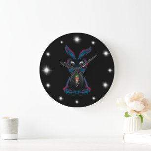 Cute Starlight Eyes Bunny in Meditation Yoga Pose Large Clock