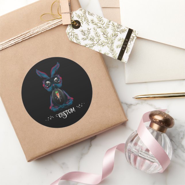 Cute Starlight Eyes Bunny in Yoga Pose Meditation Classic Round Sticker (Gifting)