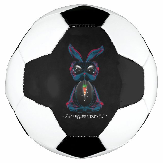 Cute Starlight Eyes Bunny in Yoga Pose Meditation Soccer Ball (Front)