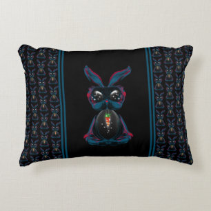 Cute Starlight Eyes Rabbit in Yoga Pose Meditation Accent Pillow