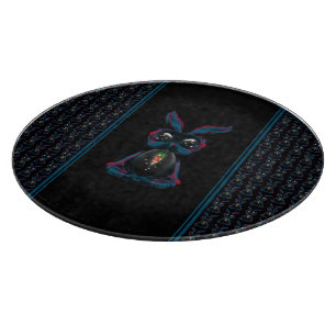 Cute Starlight Eyes Rabbit in Yoga Pose Meditation Cutting Board