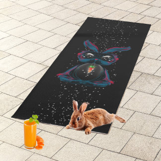 Cute Starlight Eyes Rabbit in Yoga Pose Meditation Mat