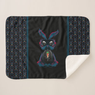 Cute Starlight Eyes Rabbit in Yoga Pose Meditation Sherpa Blanket