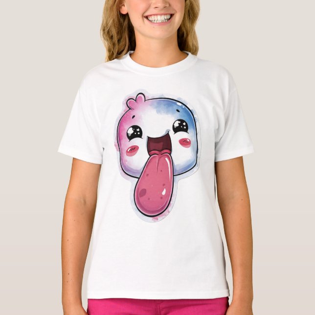 Cute Starry Character Graphic Light Blue Tee (Front)