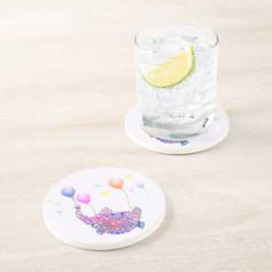 Cute Starry Elephant Flying with Colourful Balloon Coaster