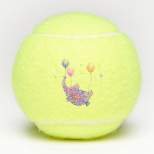 Cute Starry Elephant Flying with Colourful Balloon Tennis Balls