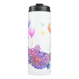 Cute Starry Elephant Flying with Colourful Balloon Thermal Tumbler