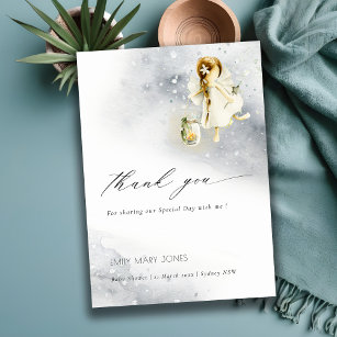 Cute Starry Magical Watercolor Fairy Baby Shower Thank You Card