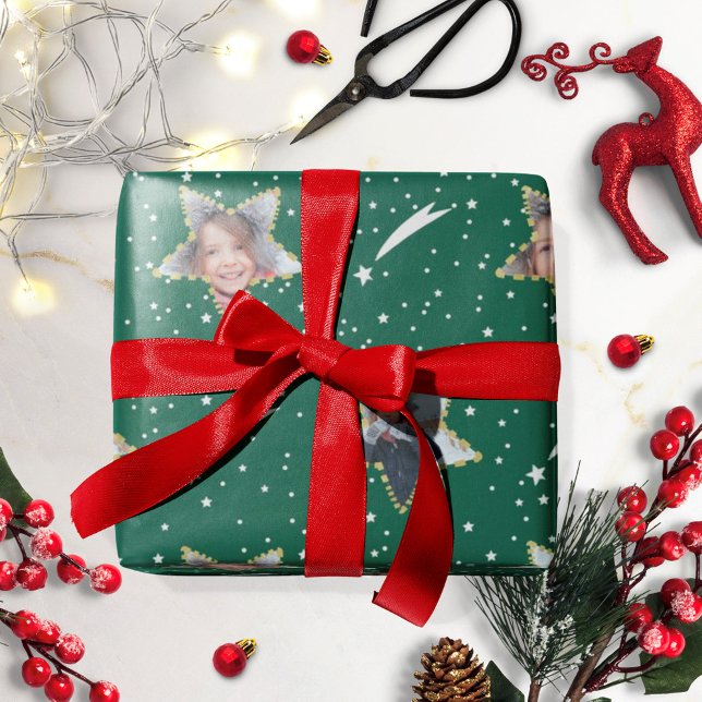 Cute Starry Pattern Your Own Photo Christmas Wrapping Paper (Creator Uploaded)