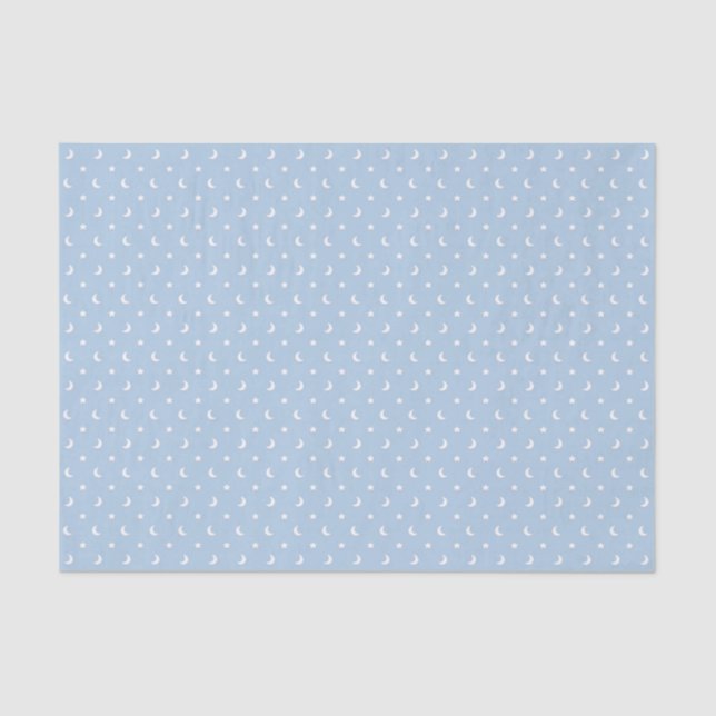 Cute Stars and Moons on Pale Blue Pattern Tissue Paper (Front)