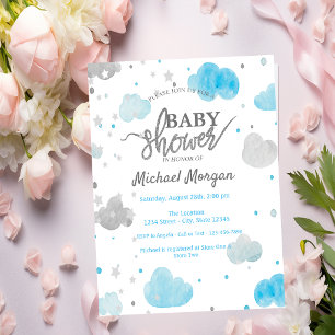 Cute Stars & Clouds  Baby Shower Invitation