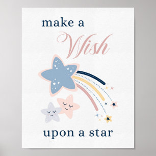 Cute Stars Make A Wish Nursery Poster