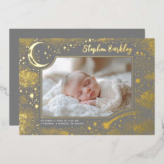 Cute Stars Moon Celestial Newborn Photo Birth (Front/Back)