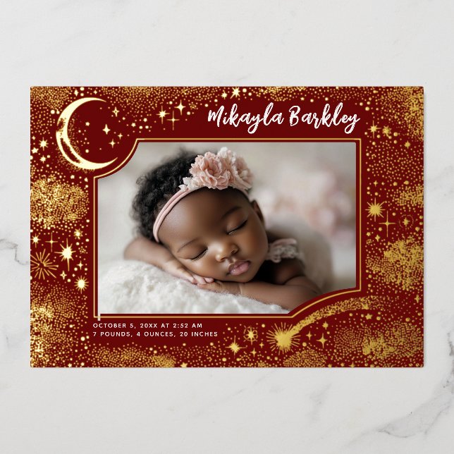 Cute Stars Moon Celestial Newborn Photo Birth (Front)