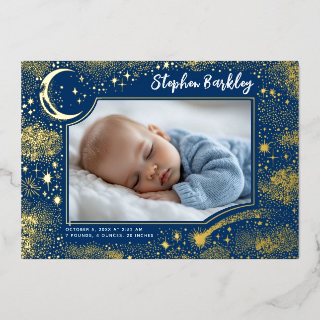 Cute Stars Moon Celestial Newborn Photo Birth (Front)
