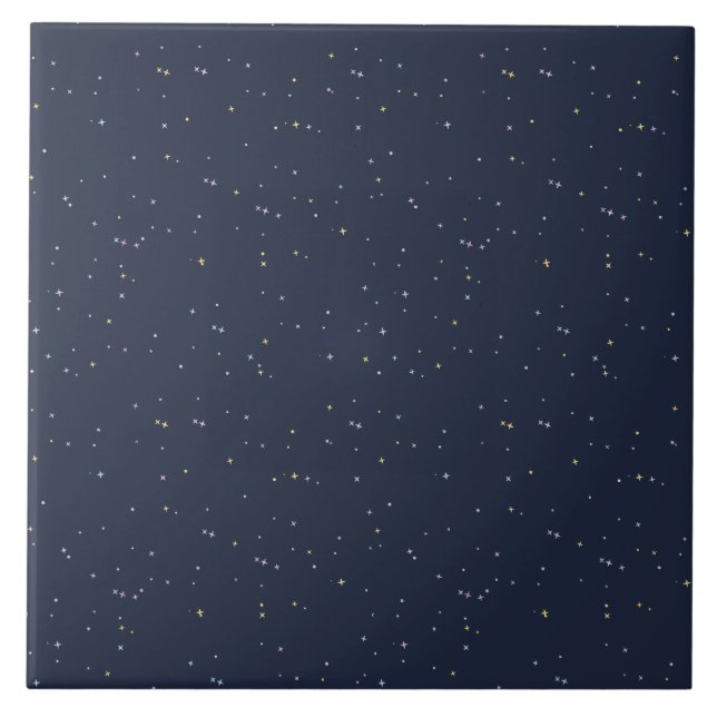 Cute Stars On A Sparkling Night Sky Tile (Front)