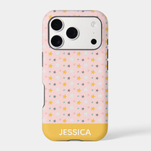 Cute Stars Pattern in Pink and Yellow Personalized
