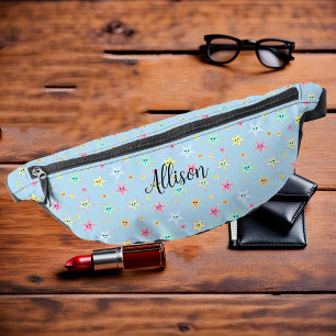 Cute stars with faces in pastel colors, custom  fanny pack