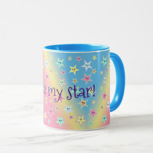 Cute stars with faces in pastel colours     mug