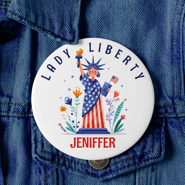 Cute Statue of Liberty NYC 3 Inch Round Button (Cute Statue of Liberty NYC Button)