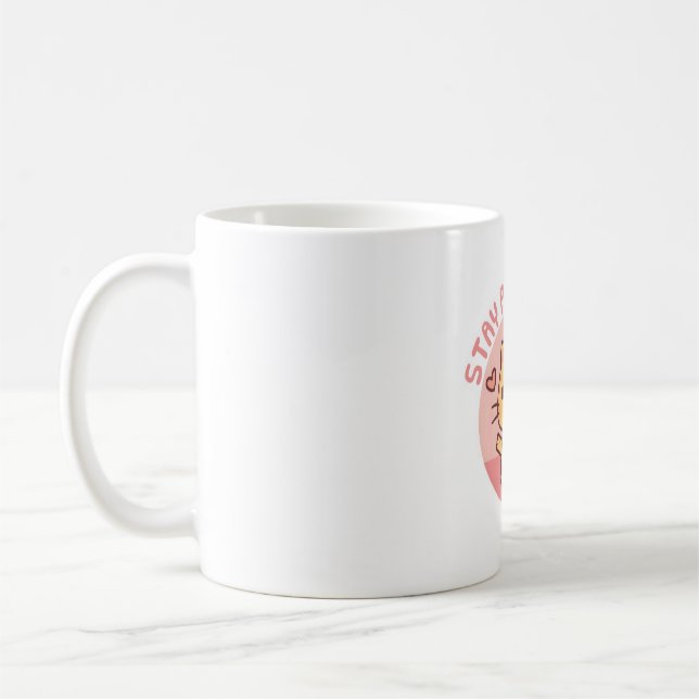 Cute Stay Pawsitive Positive Pun, Funny Cat Coffee Mug (Left)