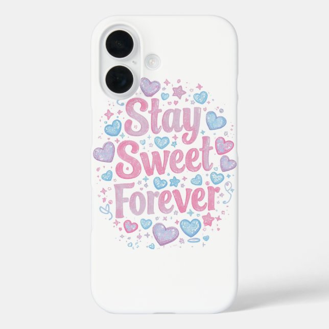 Cute "Stay Sweet Forever" Typography Case-Mate iPhone Case (Back)