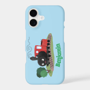 Cute steam train locomotive cartoon illustration