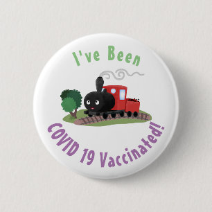 Cute steam train locomotive cartoon illustration 2 inch round button