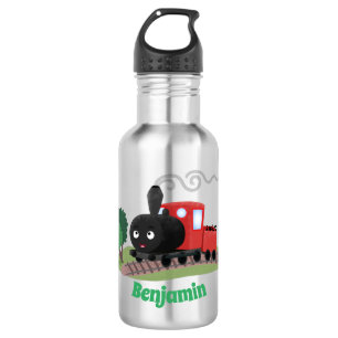 Cute steam train locomotive cartoon illustration 532 ml water bottle
