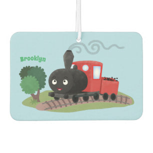 Cute steam train locomotive cartoon illustration air freshener