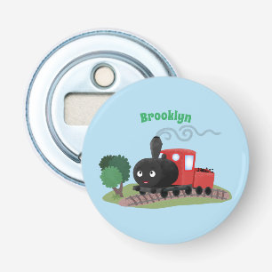 Cute steam train locomotive cartoon illustration bottle opener