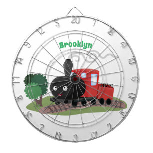 Cute steam train locomotive cartoon illustration dartboard