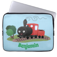 Cute steam train locomotive cartoon illustration