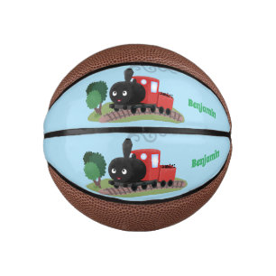 Cute steam train locomotive cartoon illustration mini basketball