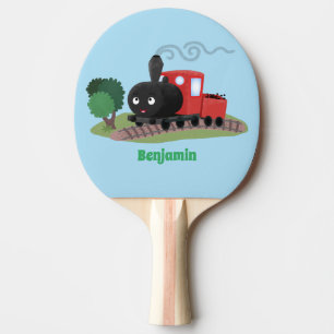 Cute steam train locomotive cartoon illustration ping pong paddle