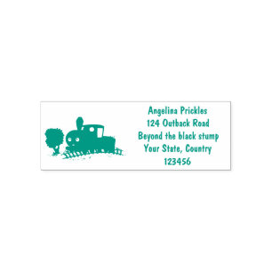 Cute steam train locomotive cartoon illustration self-inking stamp