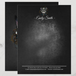 Cute steampunk cat with clocks and gears. letterhead