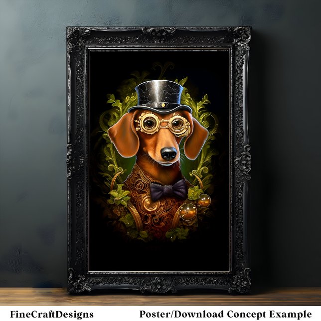 Cute Steampunk Dachshund Sausage Wiener Dog 149R Poster (Creator Uploaded)