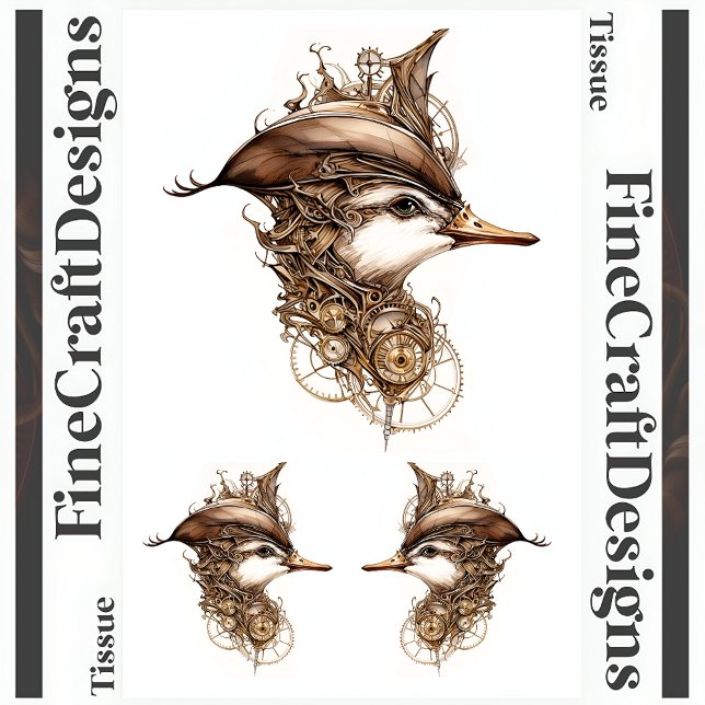 Cute Steampunk Duck Gears Cogs Hat Decoupage R 139 Tissue Paper (Creator Uploaded)