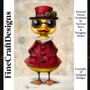 Cute Steampunk Duckling In Coat & Hat K7 Decoupage Tissue Paper