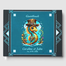 Cute steampunk seahorse with a stylish  hat. 