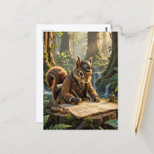 Cute Steampunk Squirrel Explorer Postcard