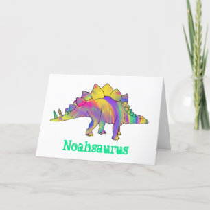 Cute Stegosaurus Dinosaur Personalized Birthday Holiday Card