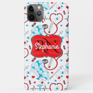 Cute Stethoscope Nurse   Doctor EKG Pattern Name iPhone 11 Pro Max Case