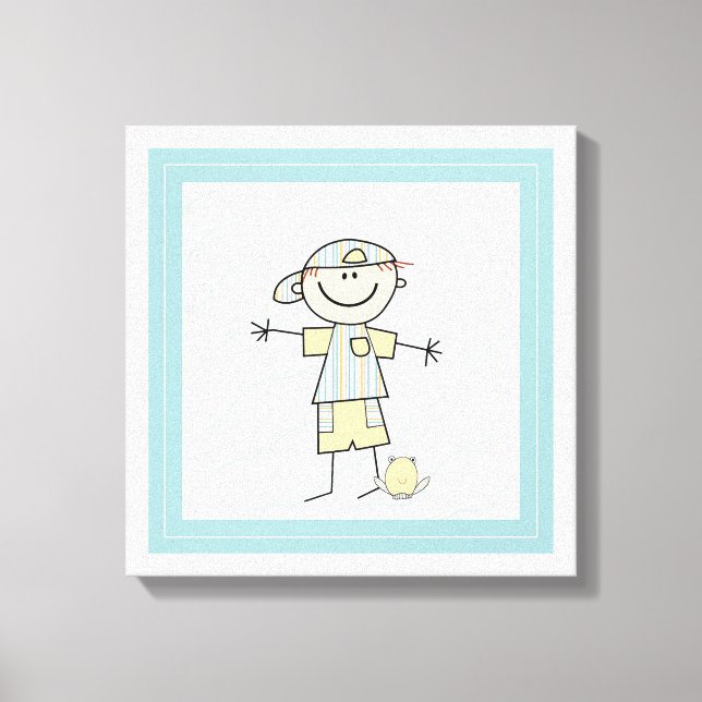Cute Stick Figure Boy Canvas Print (Front)