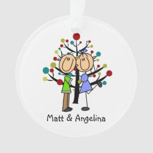 Cute Stick Figure Couple Holiday Ornament