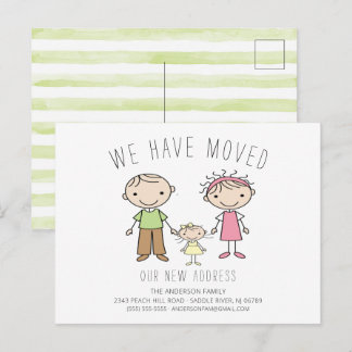 Cute Stick Figure Family Moving Announcement