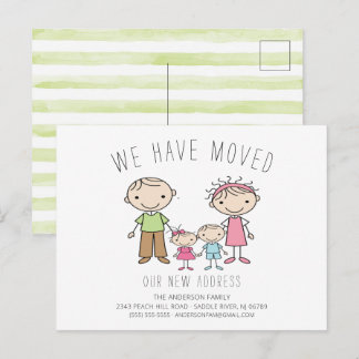 Cute Stick Figure Family Moving Announcement