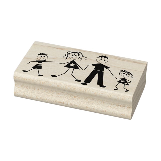 Cute Stick Figure Family Rubber Stamp (Stamp)